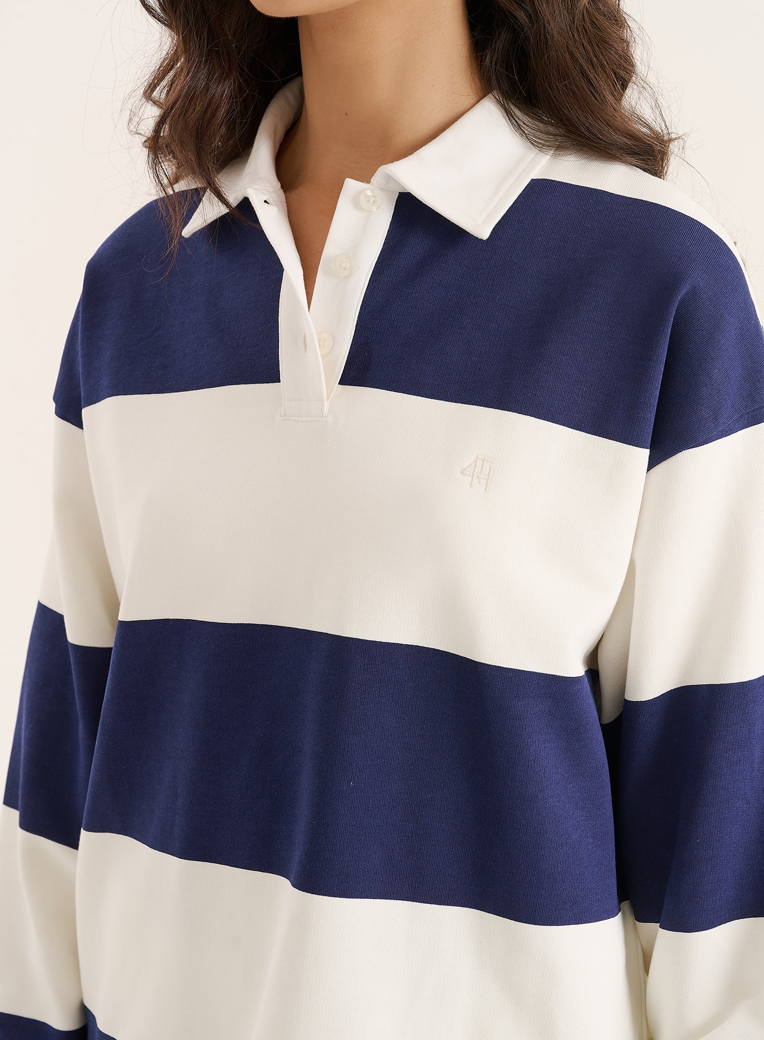 Navy And White Stripe Rugby Top